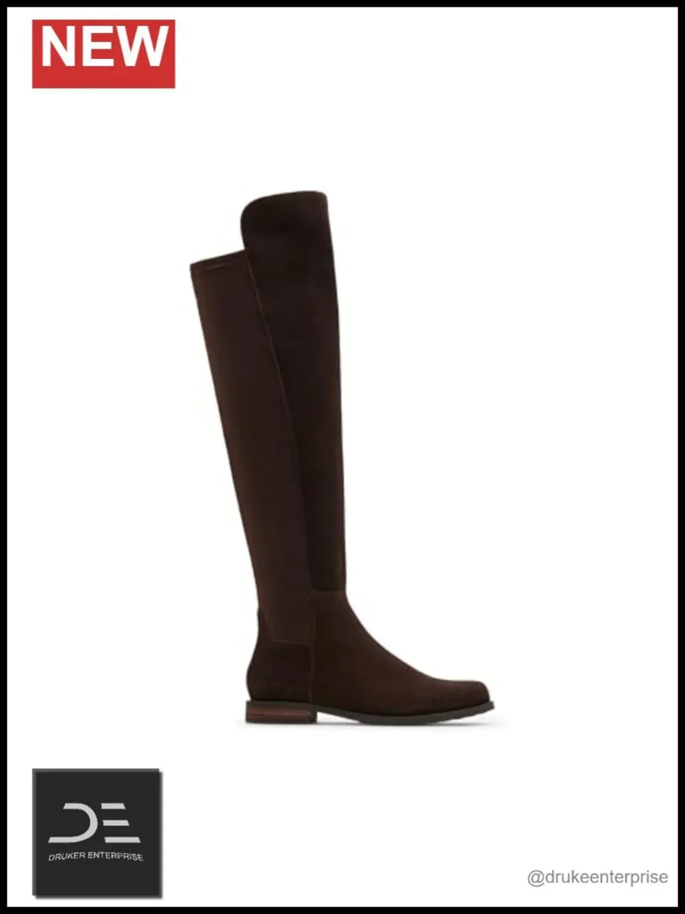 Waterproof Suede Over-the-Knee Stretch Boots Block Heel Square Toe